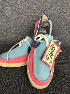 Vans Chauffette Original Surf Siders Womens 10 Canvas Boat Shoes Pink Blue NWT